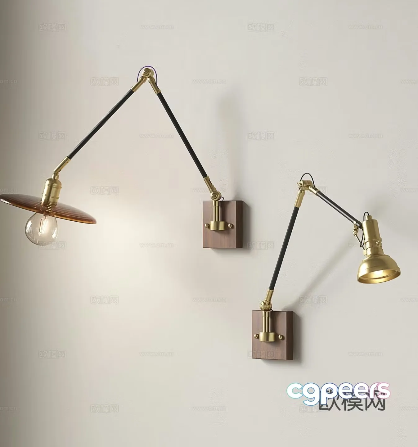 Medieval style wall lamp retro wall lamp swing arm wall lamp 3D model