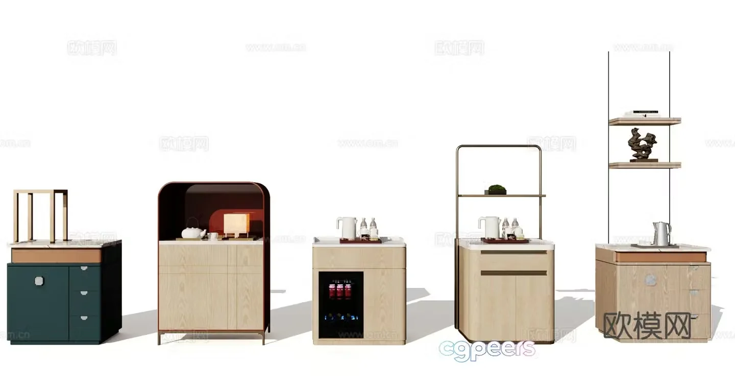 Modern hotel room light luxury storage locker 3D model