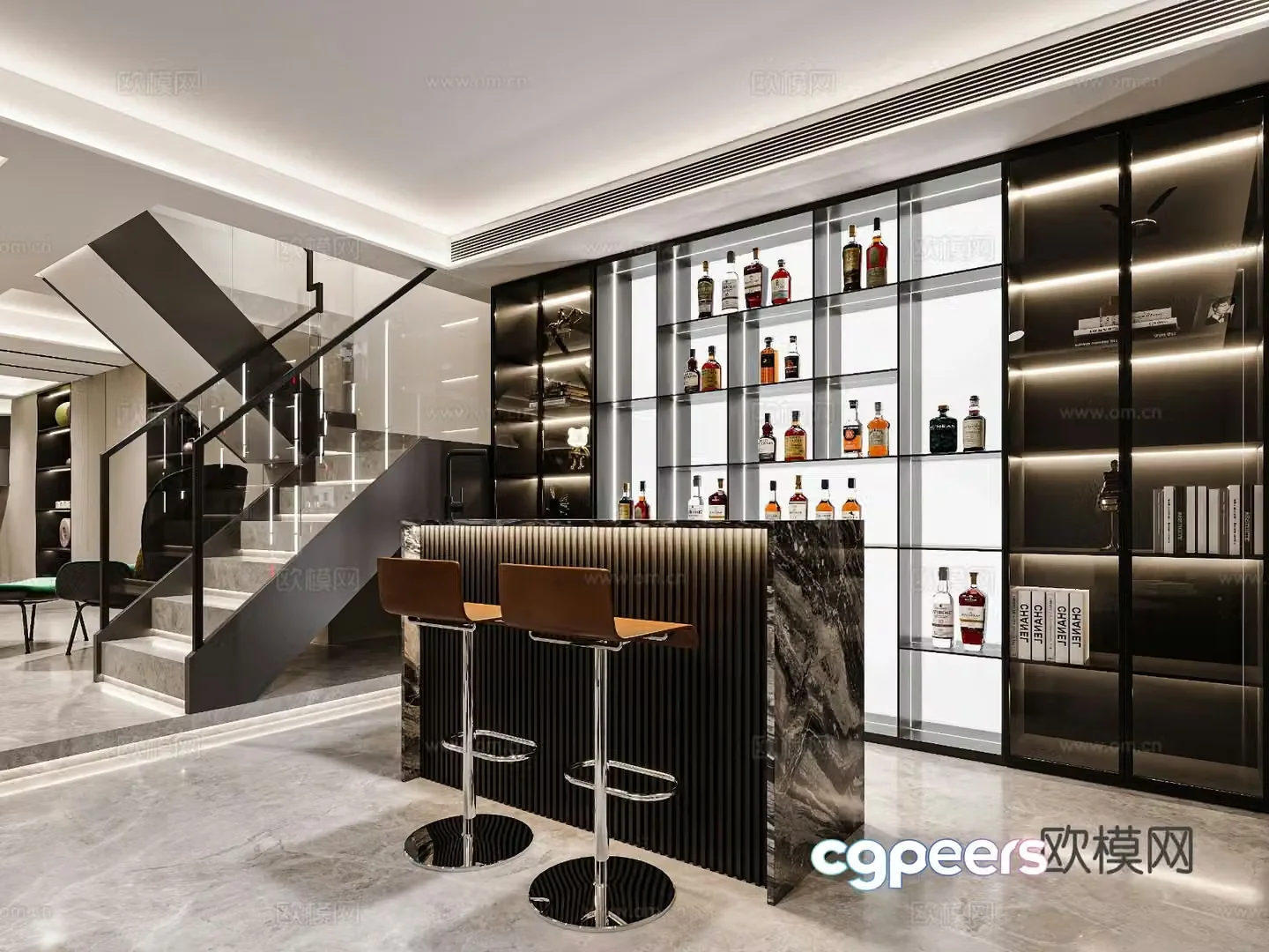 Light luxury lounge wine tasting area 3D model