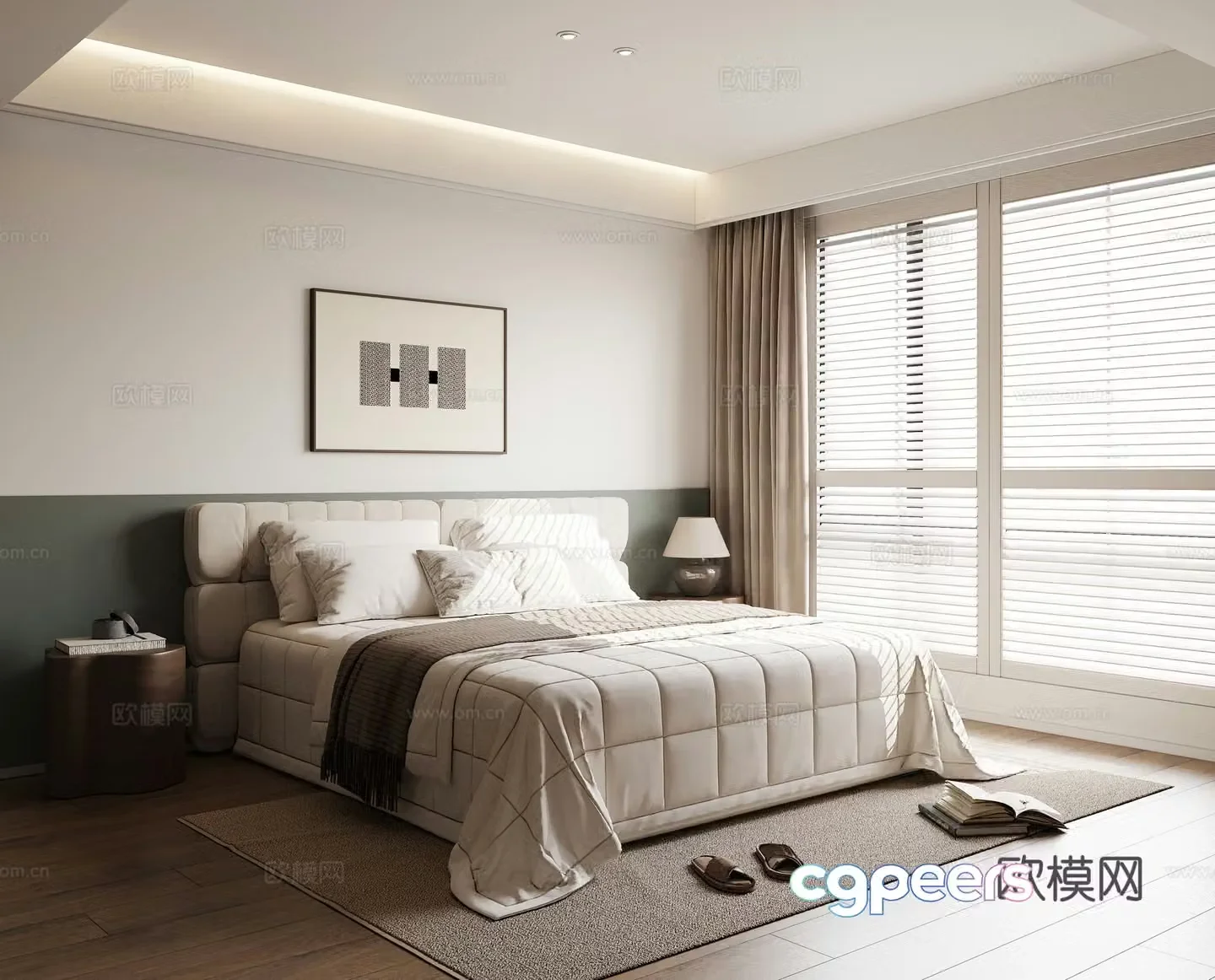 Modern medieval bedroom double bed 3d model