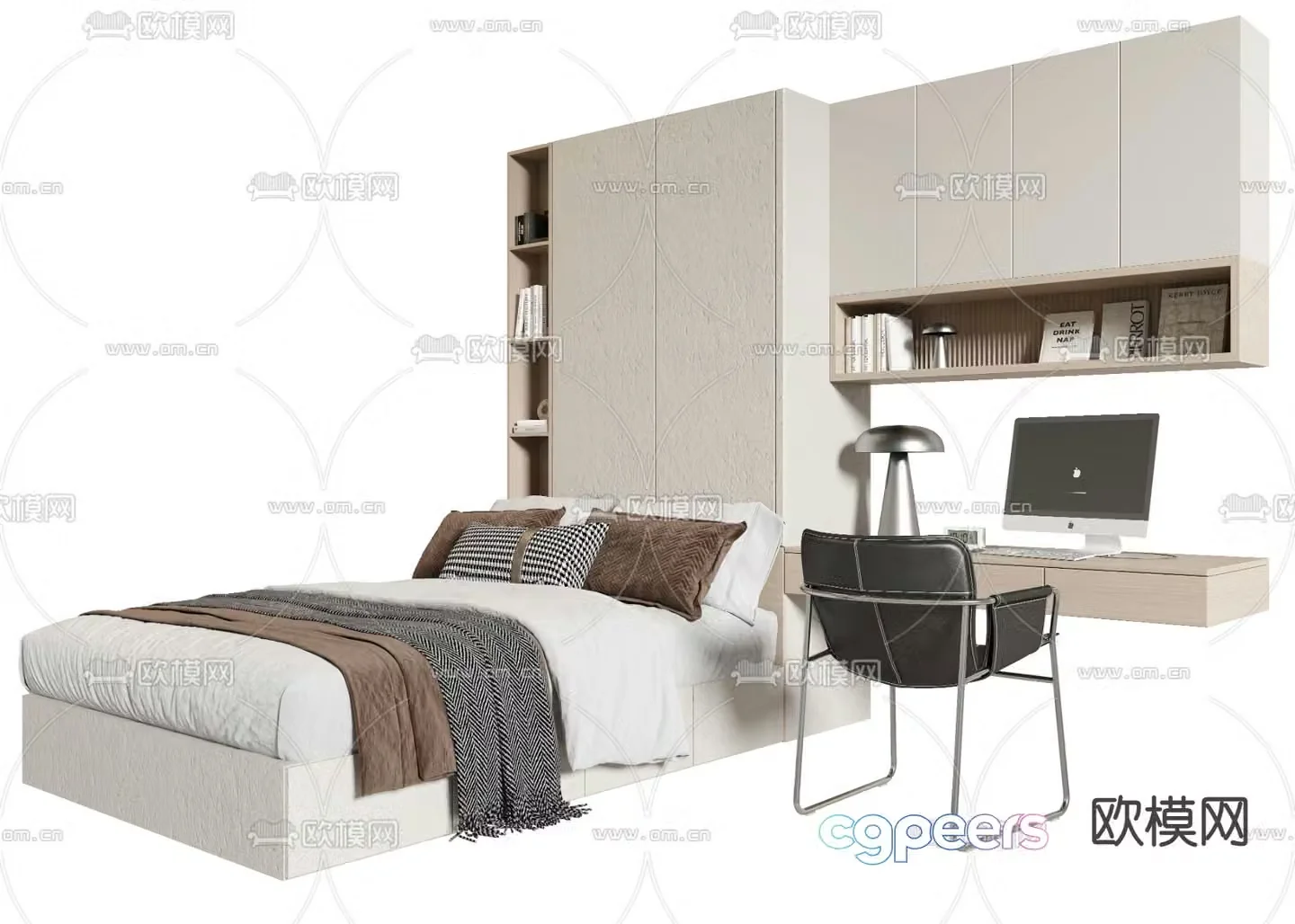 Tatami bed double bed 3d model