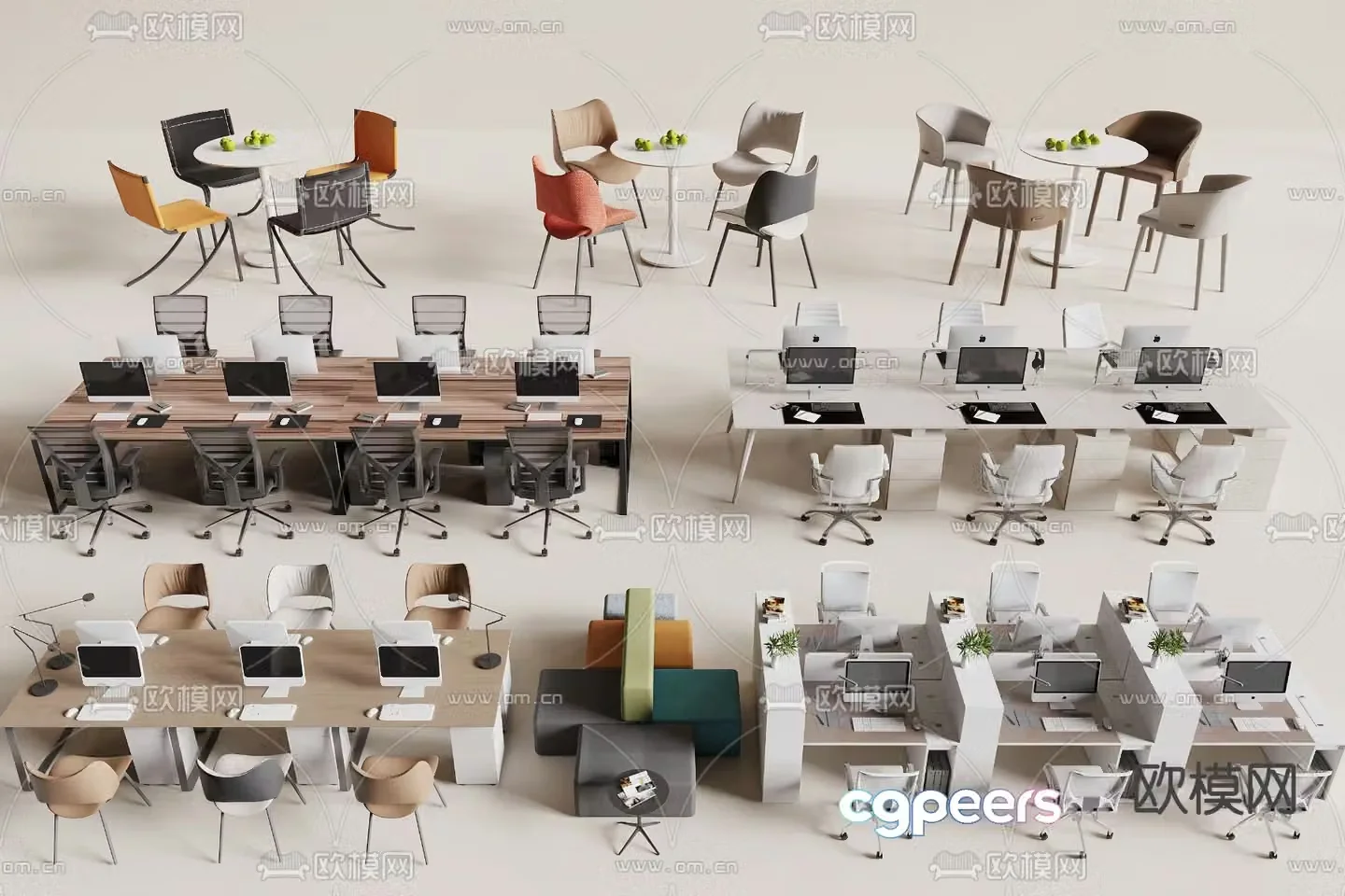 Leisure tables and chairs negotiation tables and chairs work station 3D model
