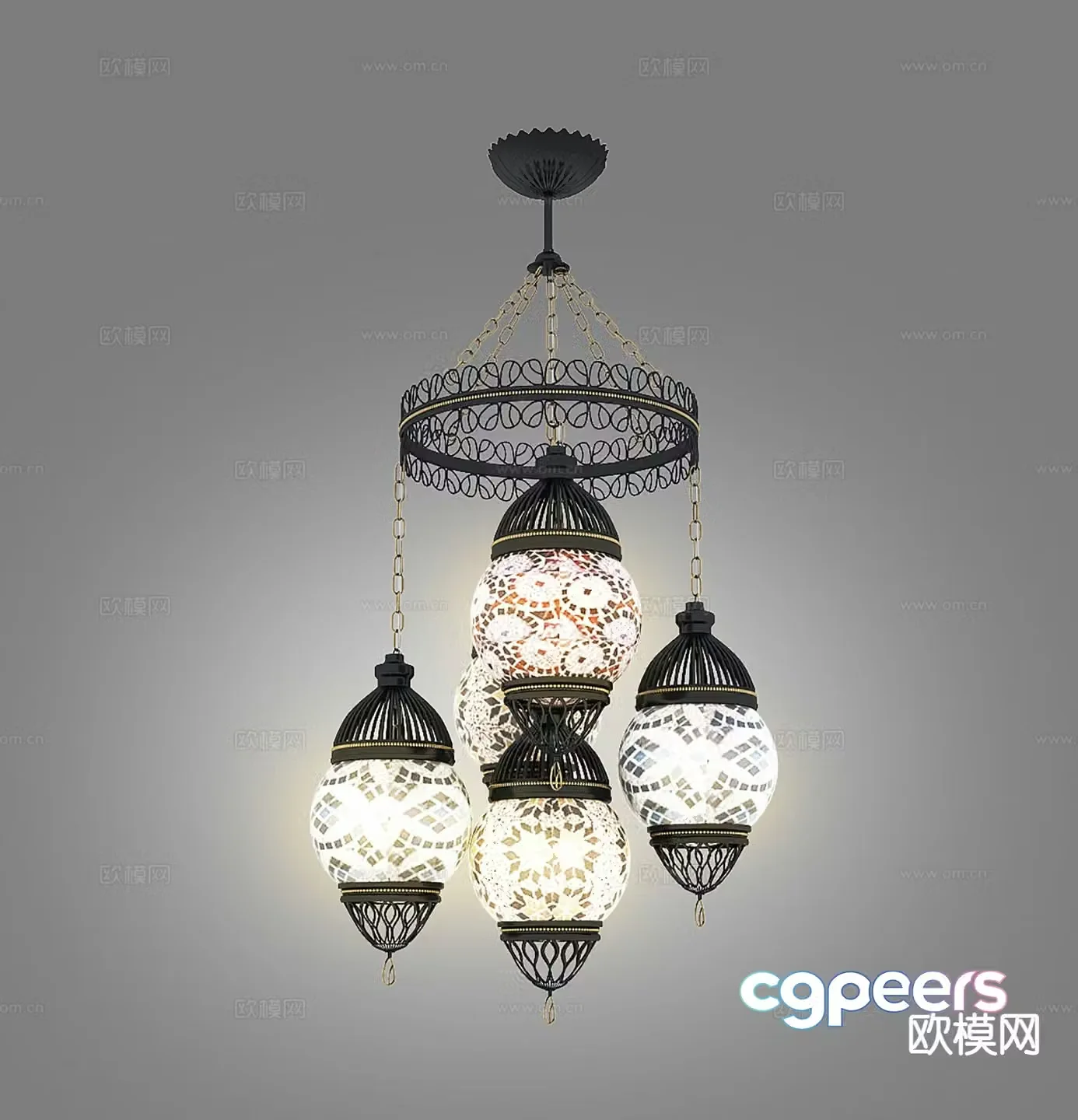 Southeast Asian decorative chandelier 3d model