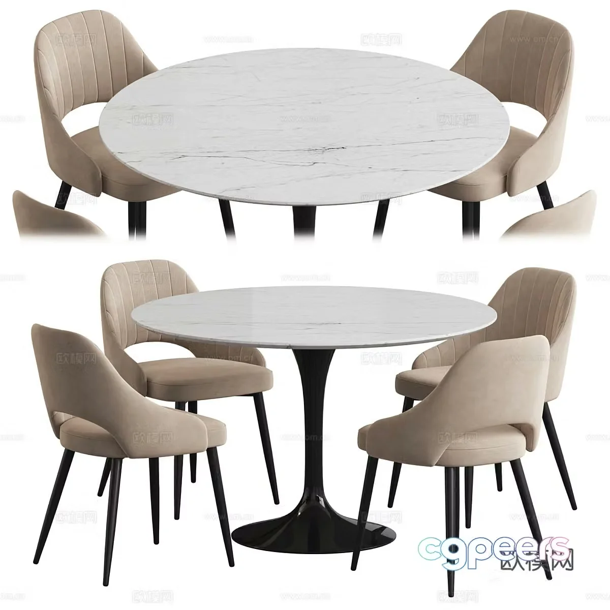 Dining table and dining chair 3d model