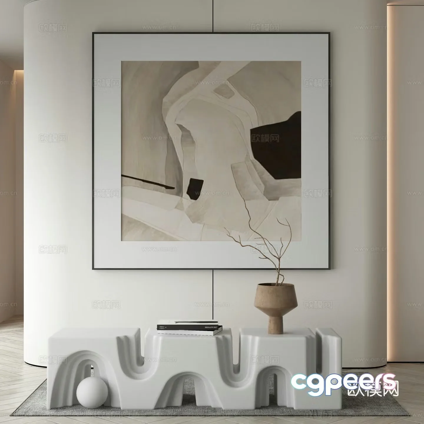 Modern texture painting decorative painting 3d model