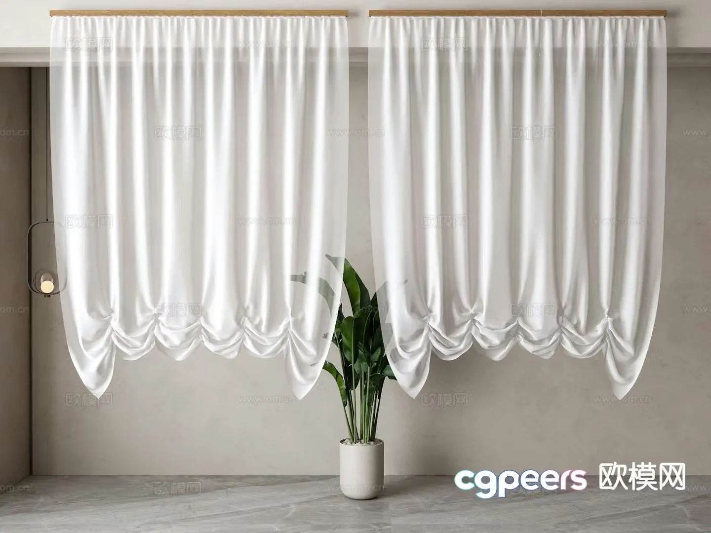 Modern screen window curtain 3d model