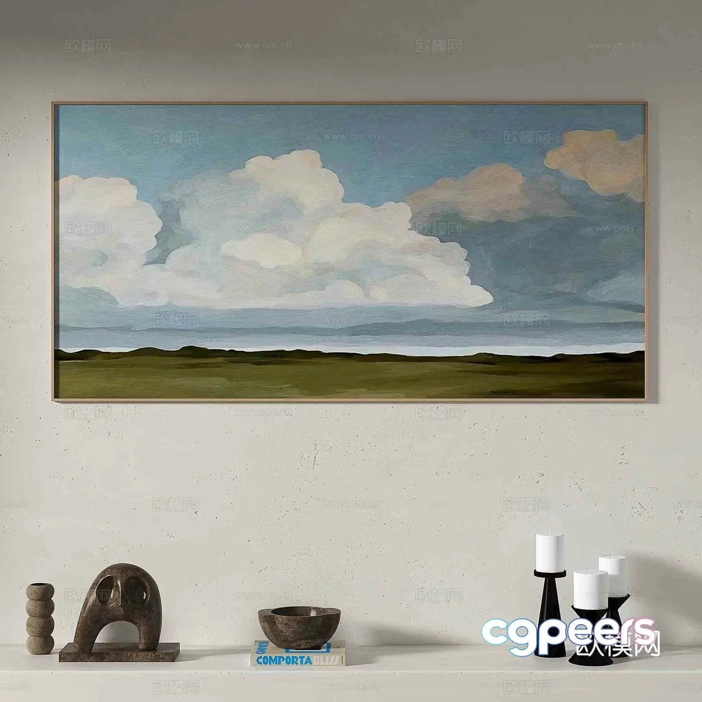 Modern oil painting decorative painting 3d model