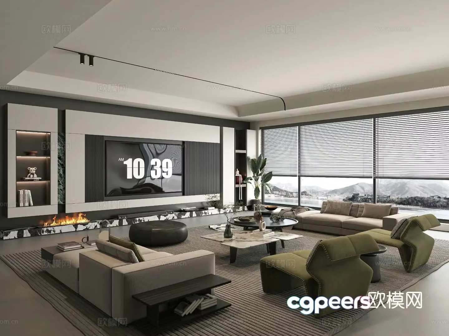 Modern living room large flat floor living room 3D model