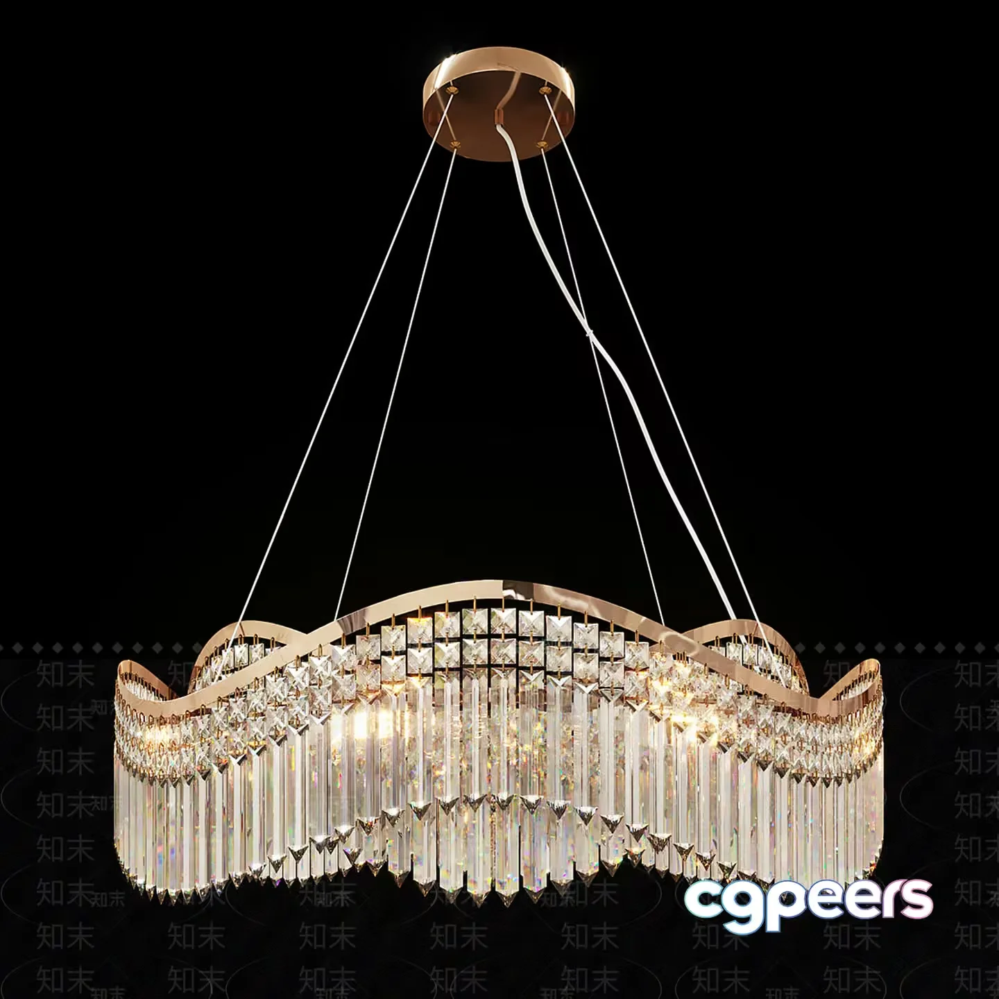 Gold Light Fixture 3D Model – 16399 – VRAY Render