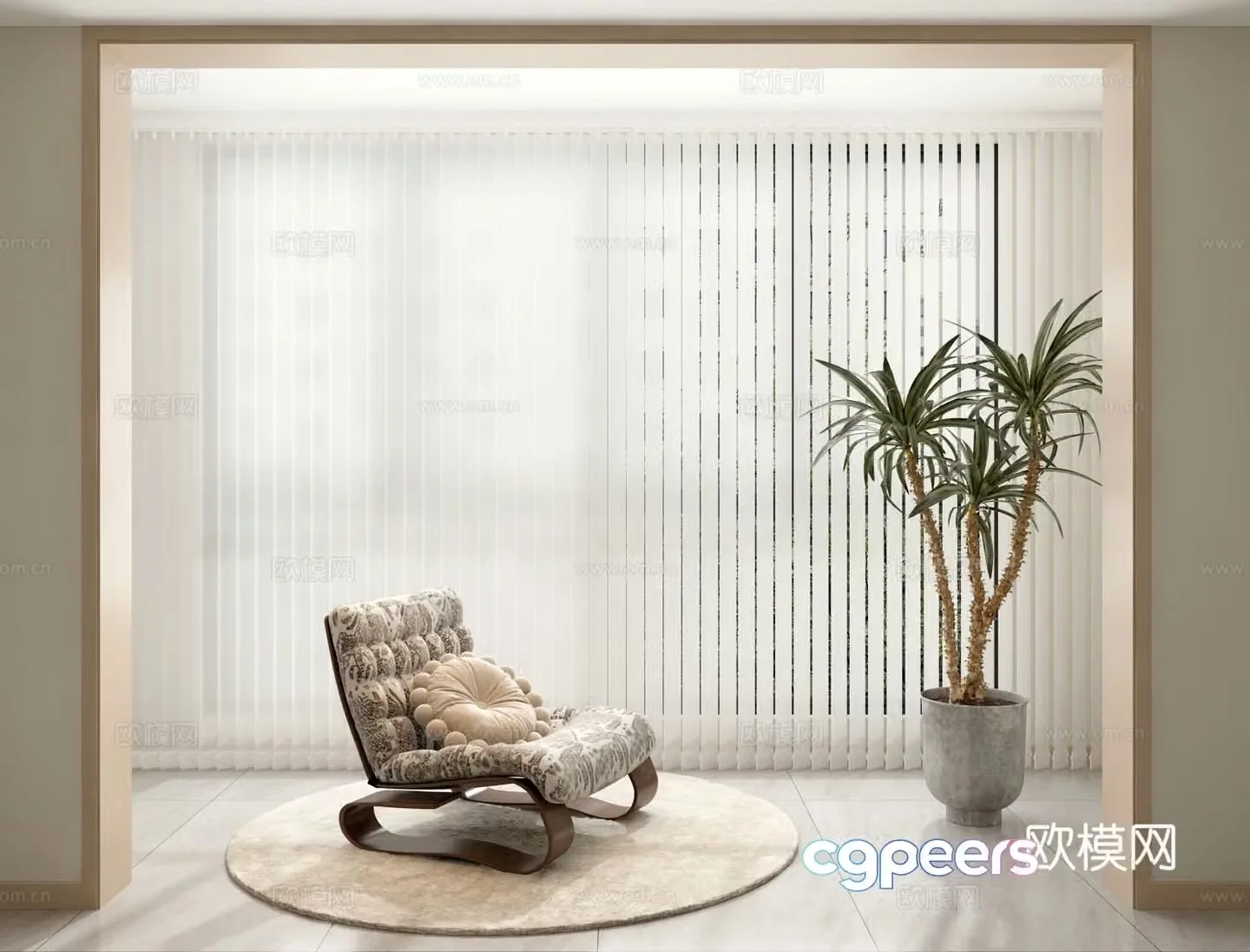 Modern balcony casual sofa dream curtain 3d model