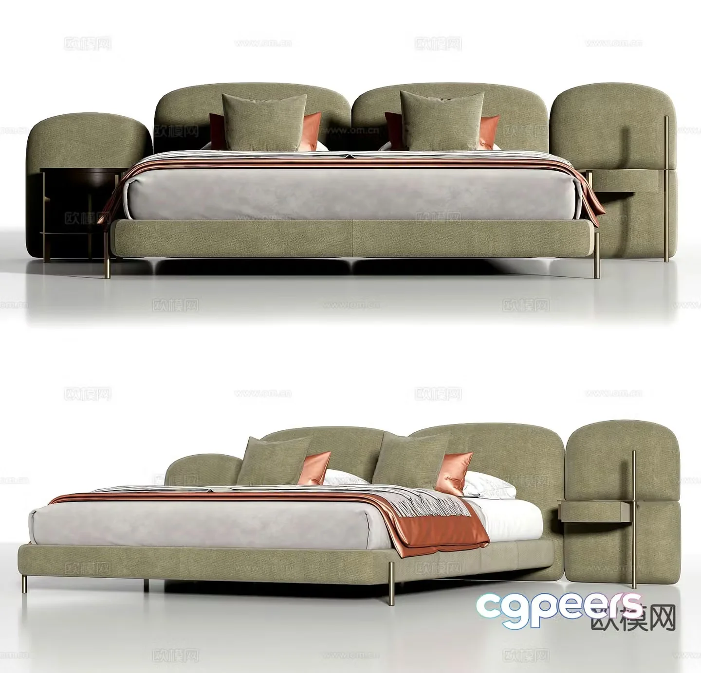 Modern double bed 3d model