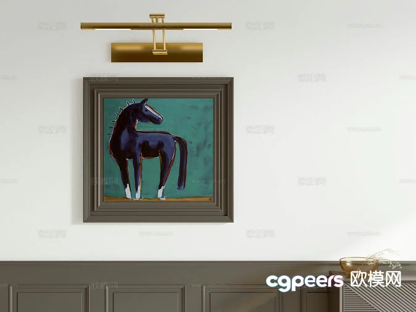 American decorative painting oil painting horse hanging painting 3d model