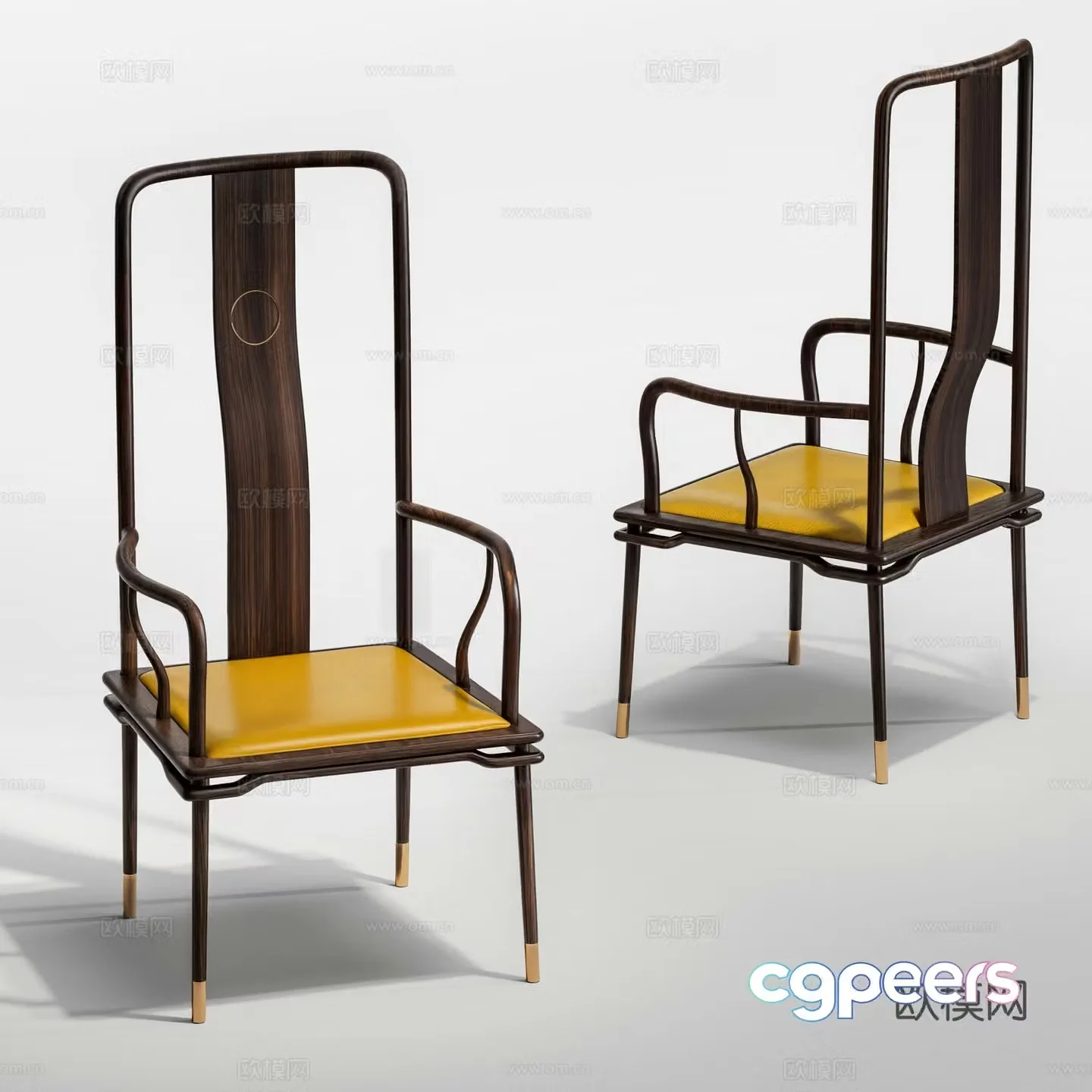 New Chinese style table chair single chair leisure chair 3d model