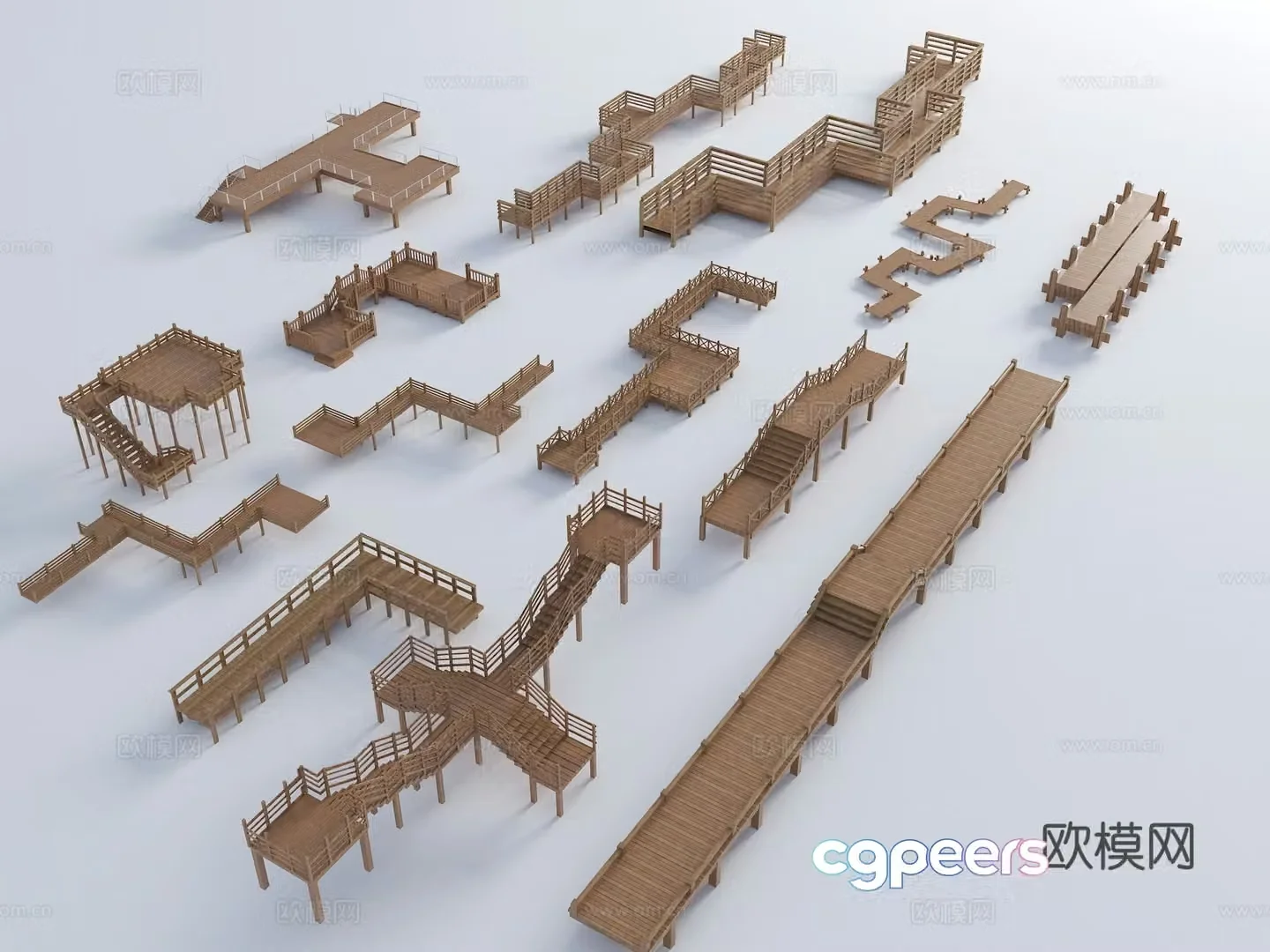 Modern Wood Platform Barwater Platform Magnatic 3D Model 3D Model