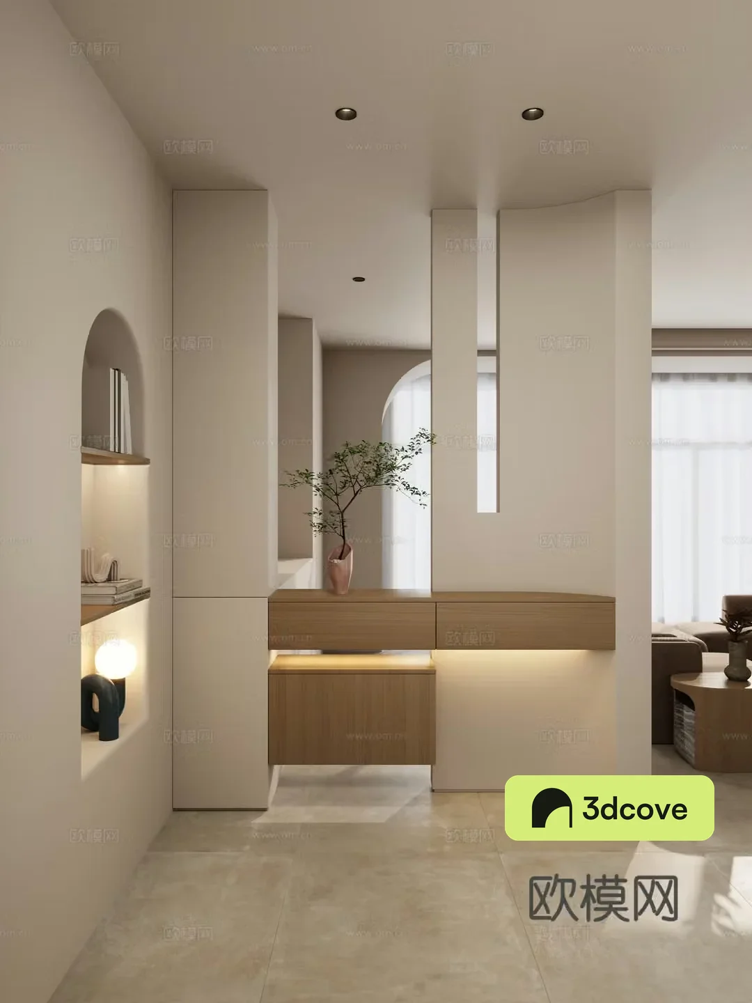 Nordic Creamy Style Curved Alcove Curved Partitions Without Own Lights Household Partitions Porch