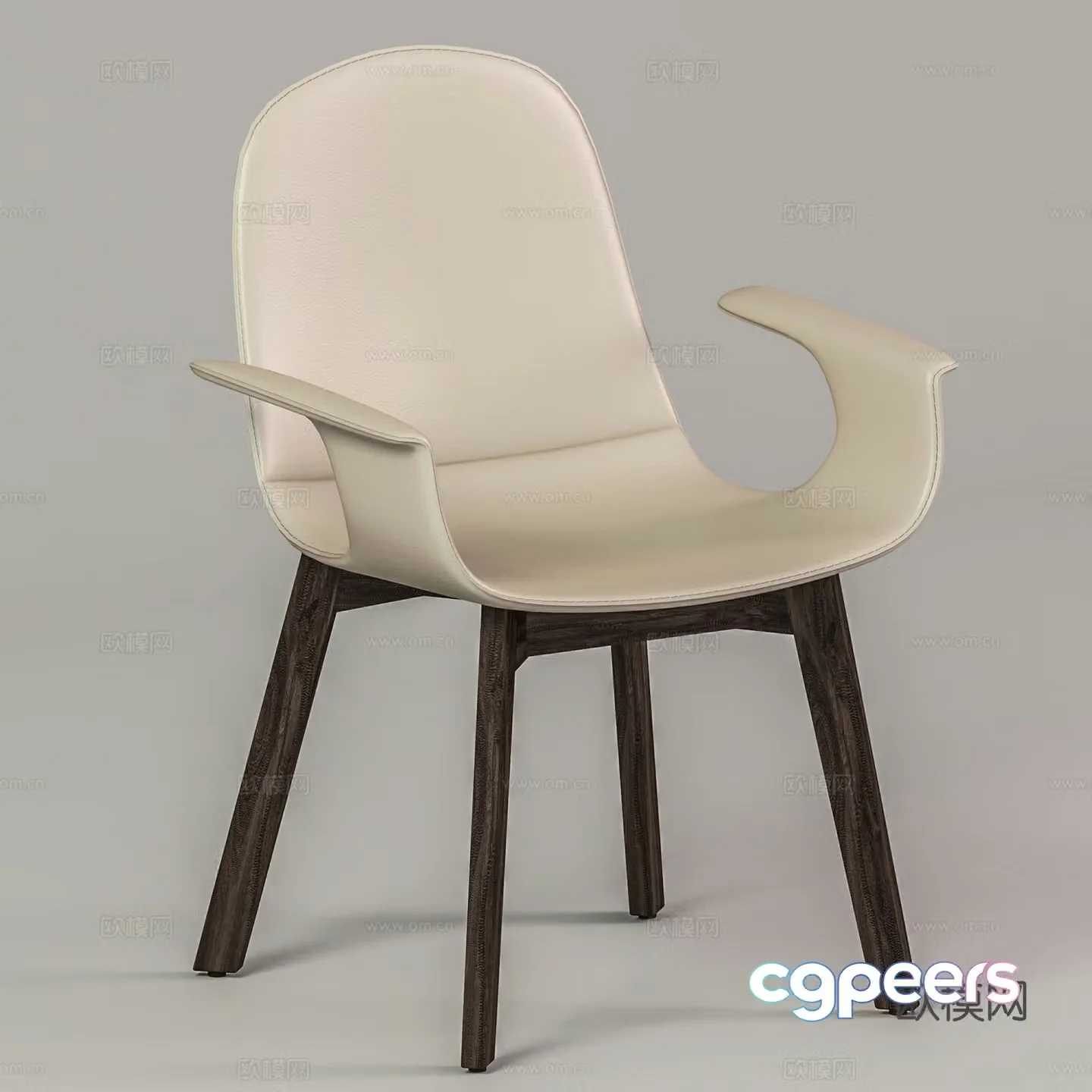 Modern casual chair leather chair dining chair single chair 3d model