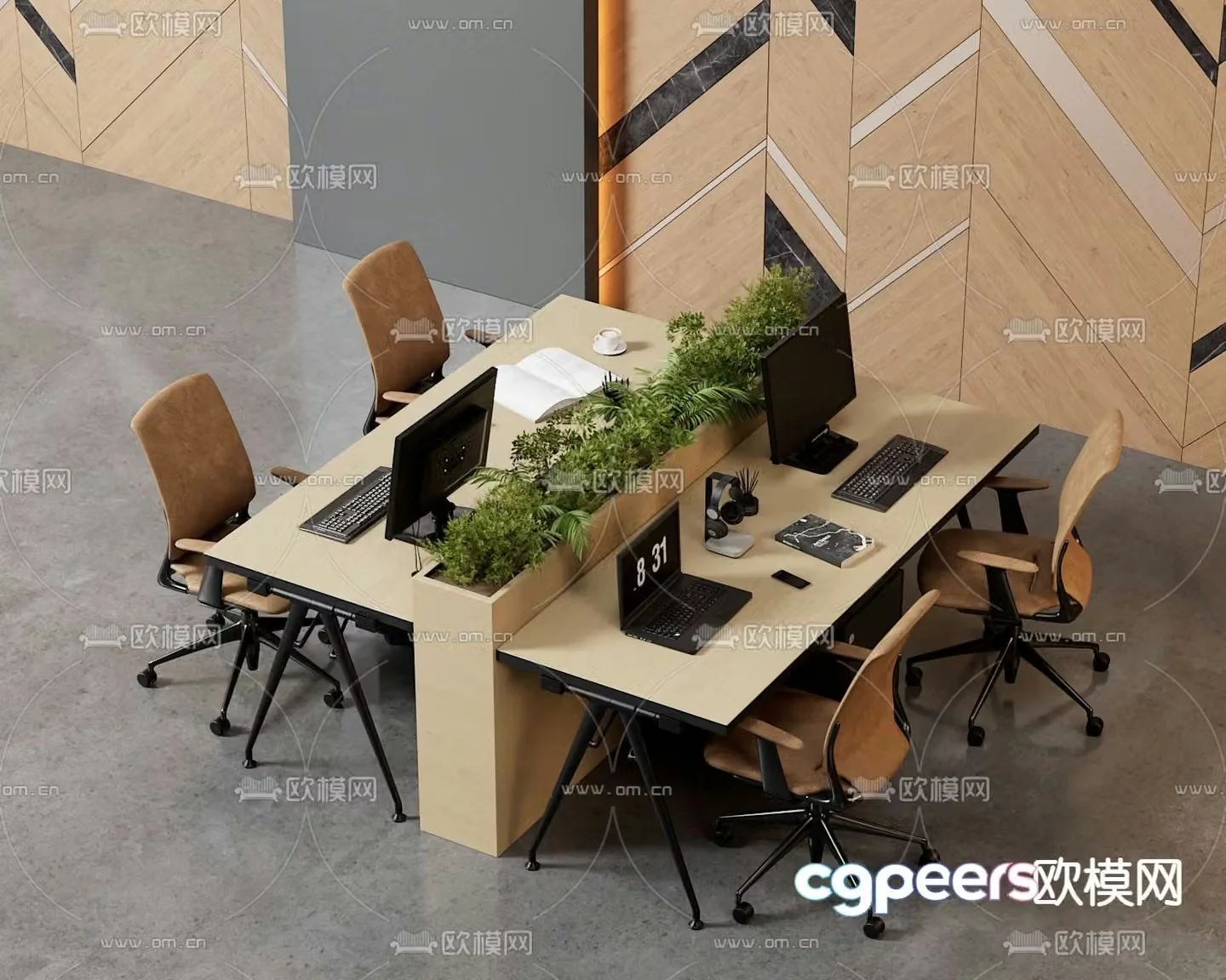 Card space desk workstation 3D model