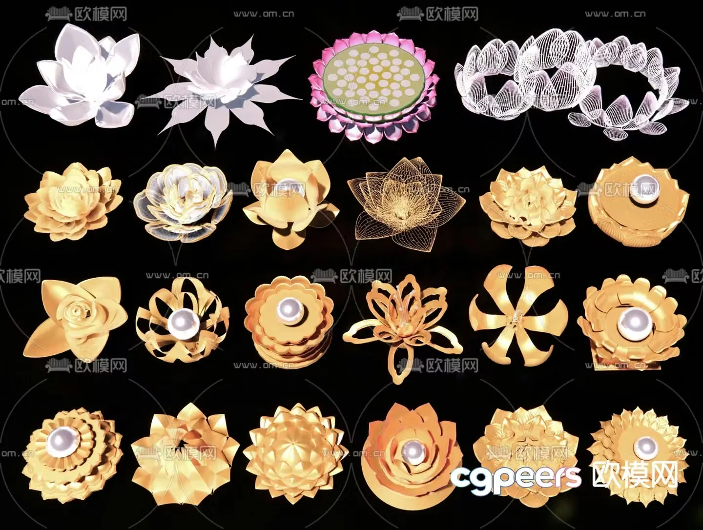Lotus carving lotus table Guanyin sitting lotus 3D model
