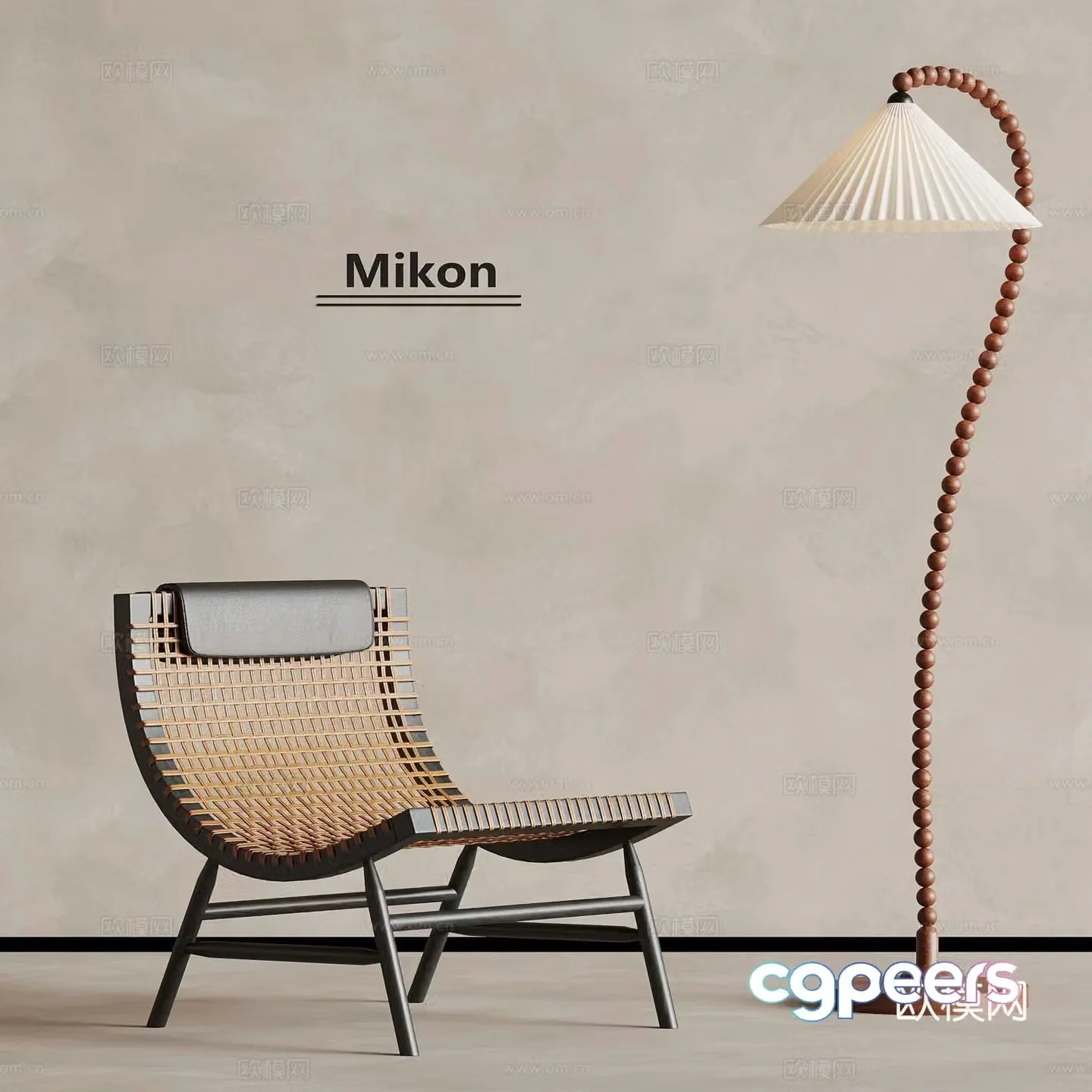 French medieval style leisure chair floor lamp 3d model