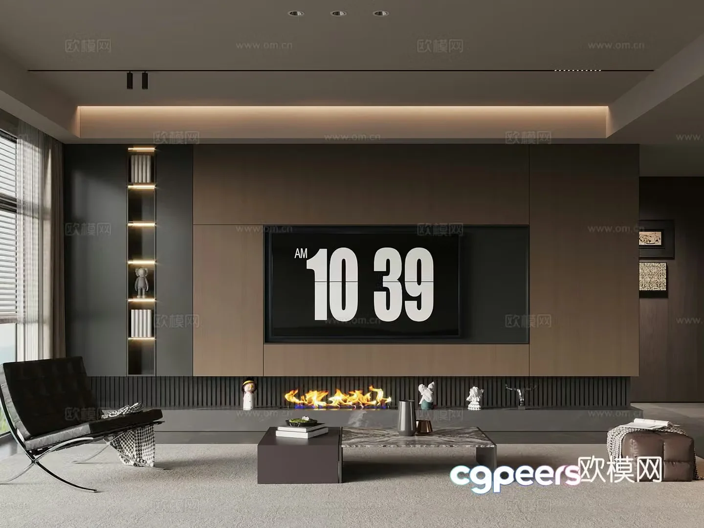 Home living room modern Italian living room TV background wall sofa coffee table combination 3d model