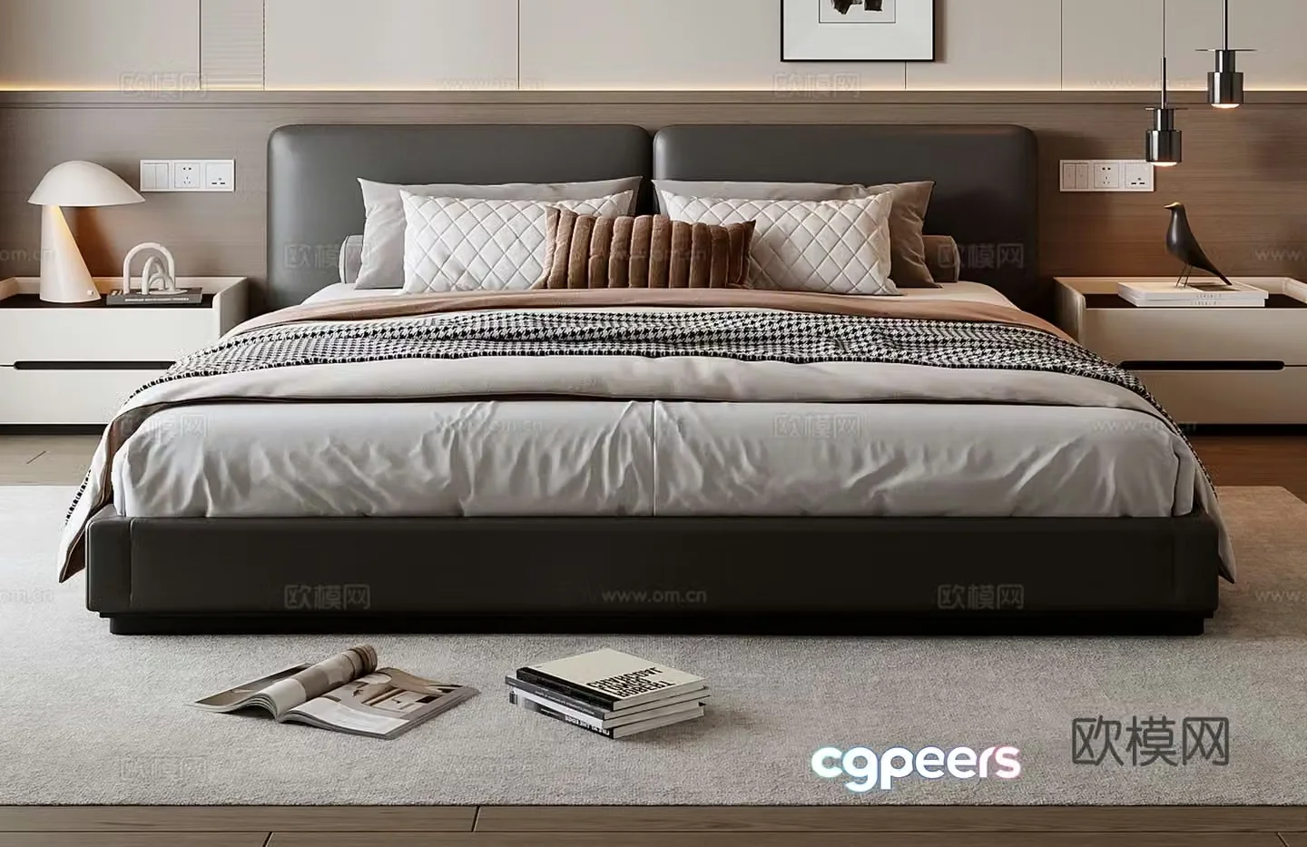 Modern double bed 3d model