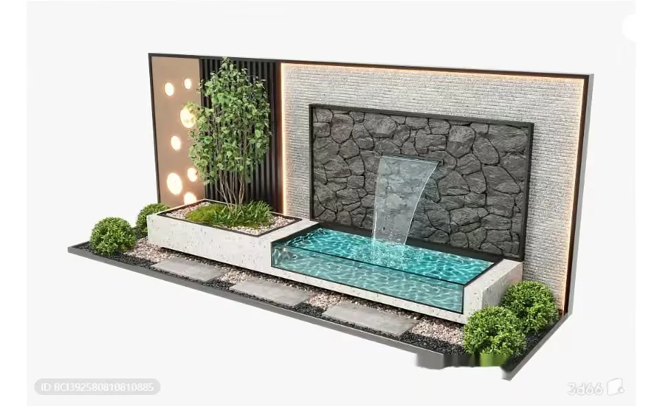 Modern Water Feature 3D Model – 10990 – VRAY Render