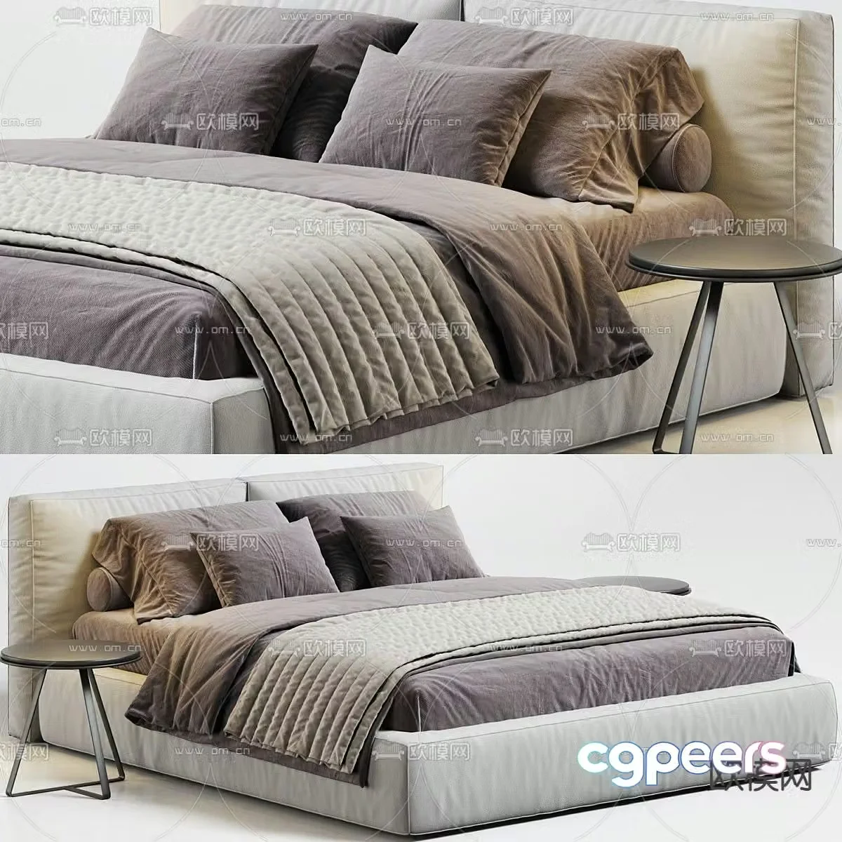 Modern double bed 3d model