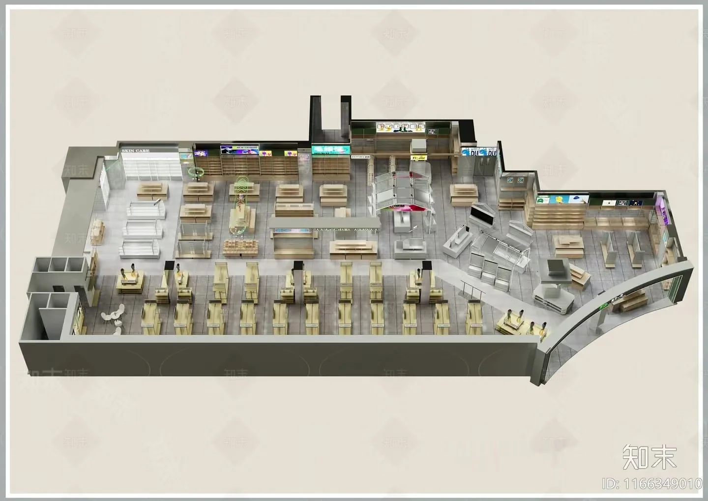 A 3D Rendering Of A Store Layout 3D Model – 12462 – VRAY Render