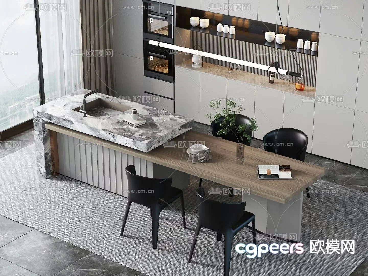 Nakajima dining table and chairs 3d model