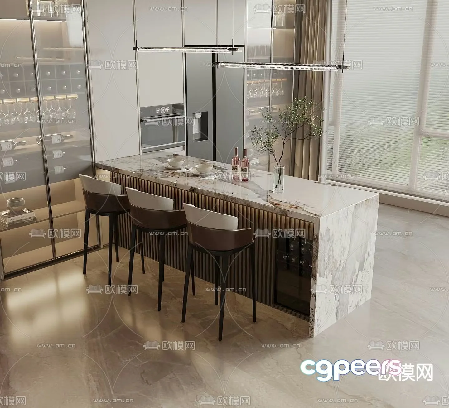 Light luxury bar water bar 3D model