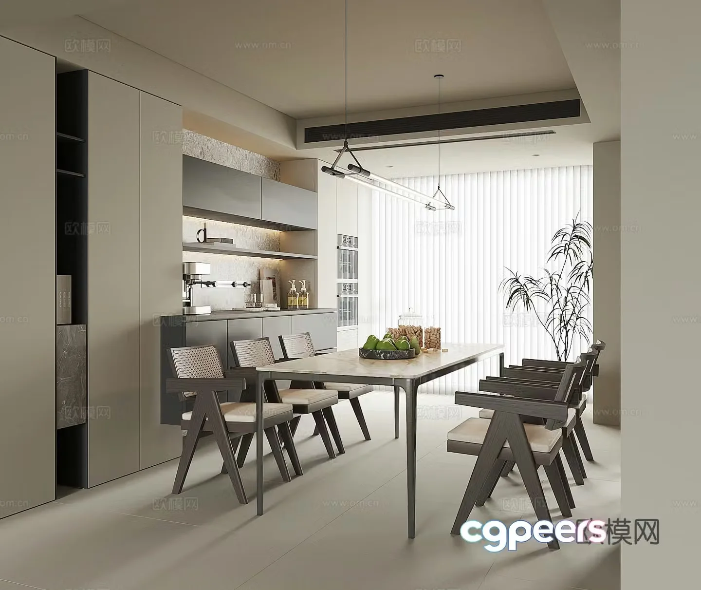 Modern home restaurant 3d model