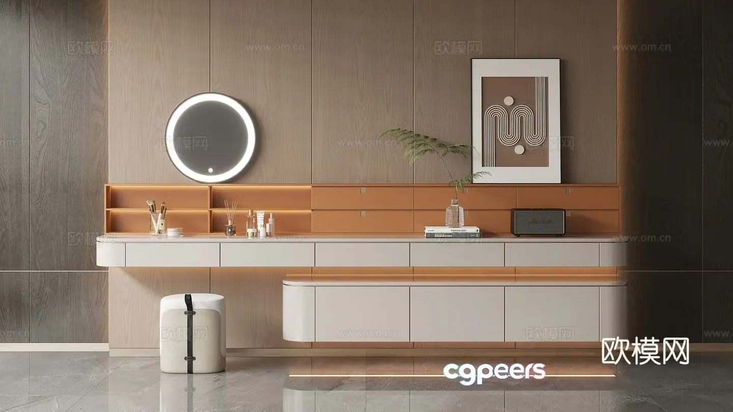 Modern light luxury dressing table 3D model