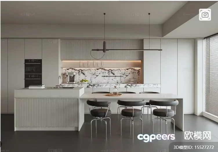 Modern Kitchen Design 3D Model – 15934 – VRAY Render