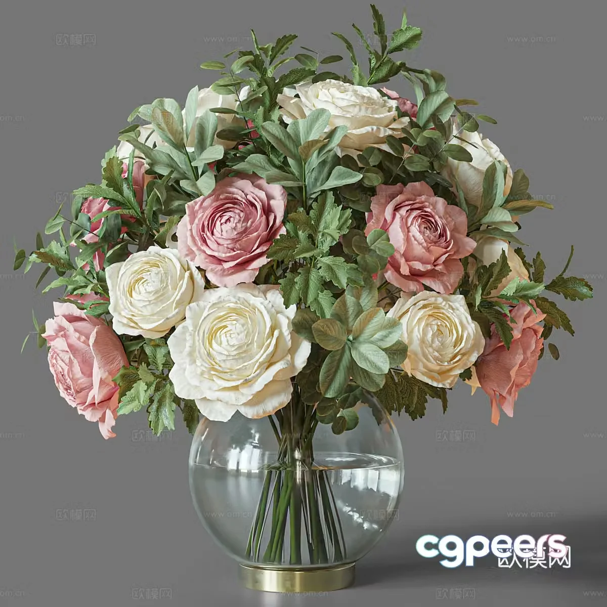 Modern glass vase flower art 3d model