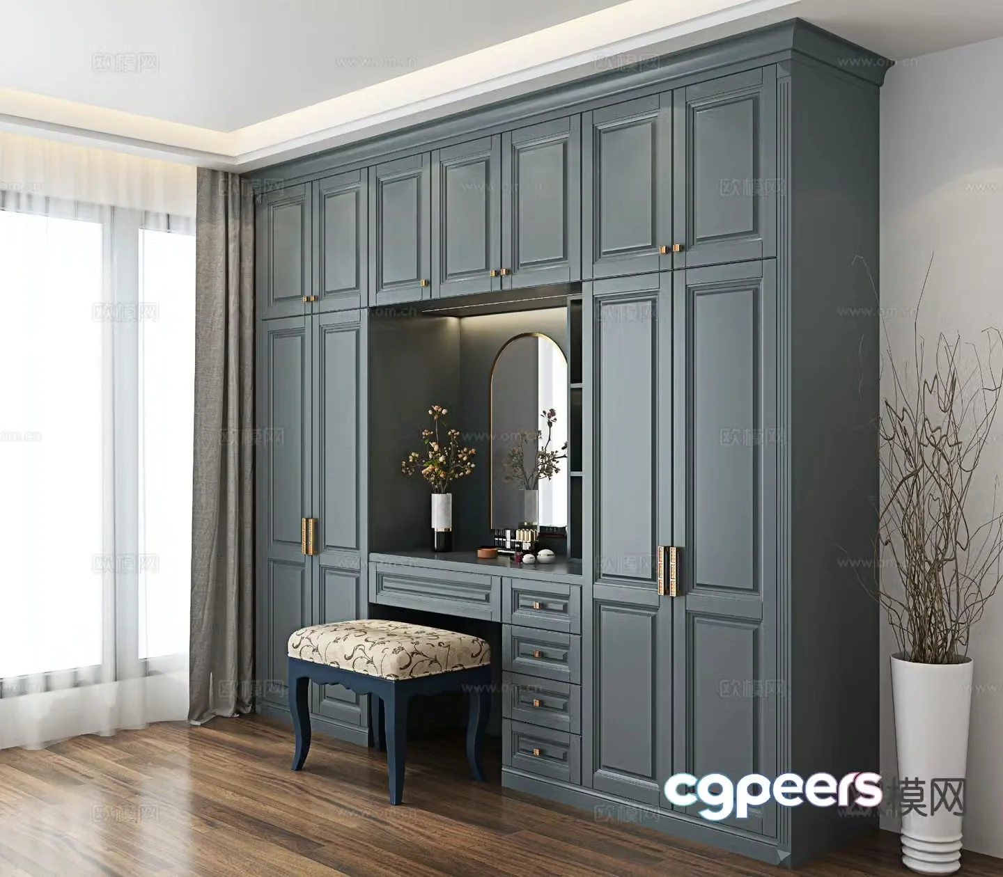 Simple European Wardrobe Wardrobe 3D model