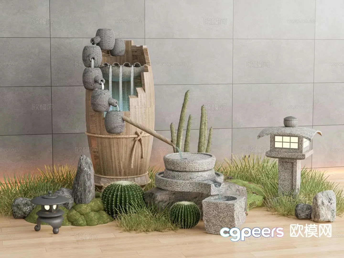New Chinese style courtyard water feature water bowl sink 3d model