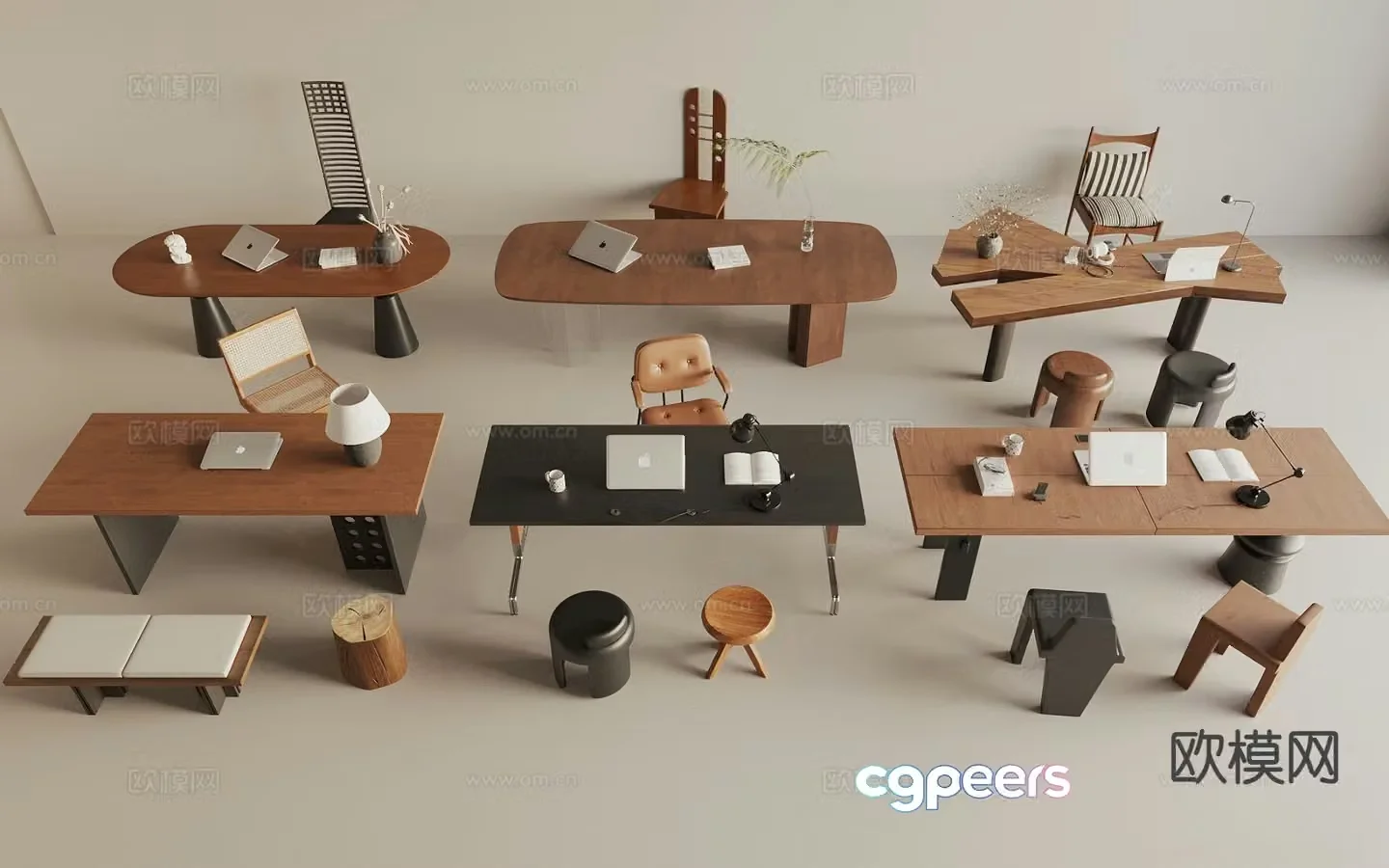 Medieval style desk and chair 3d model