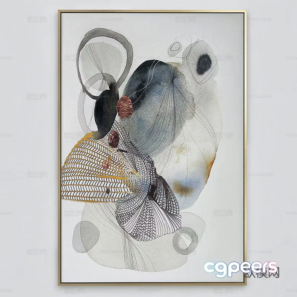 Modern light luxury decoration hanging painting 3d model 3d model