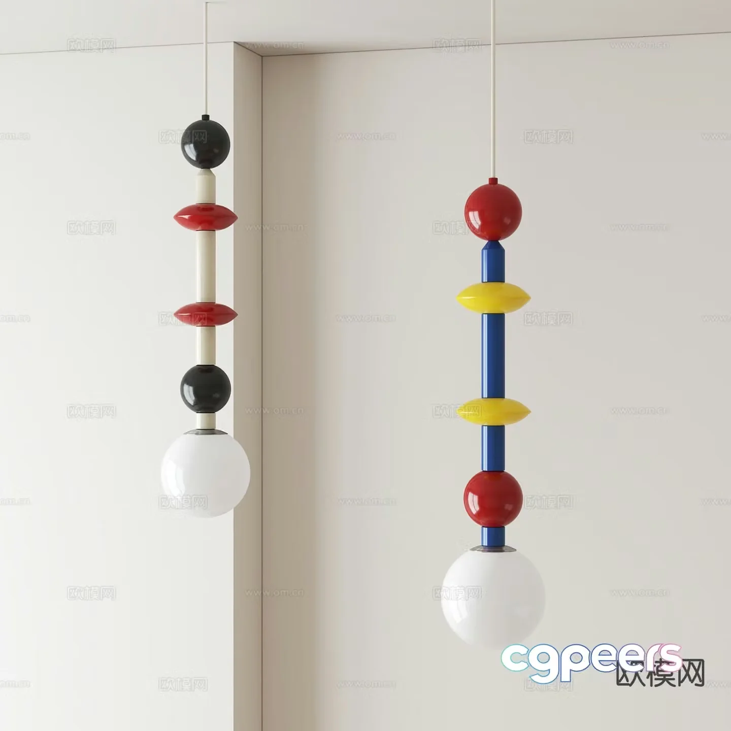 Children’s colorful chandelier bedside lamp 3d model