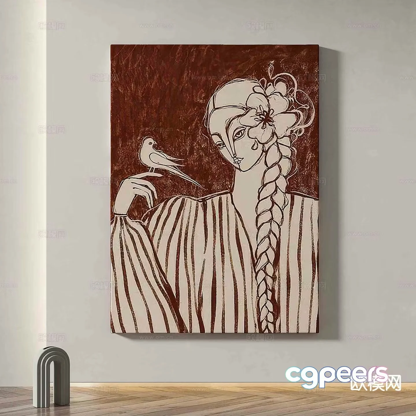 Modern art painting decorative painting 3d model