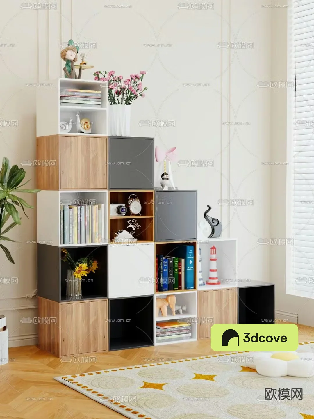 Children’s bookcase lattice cabinet