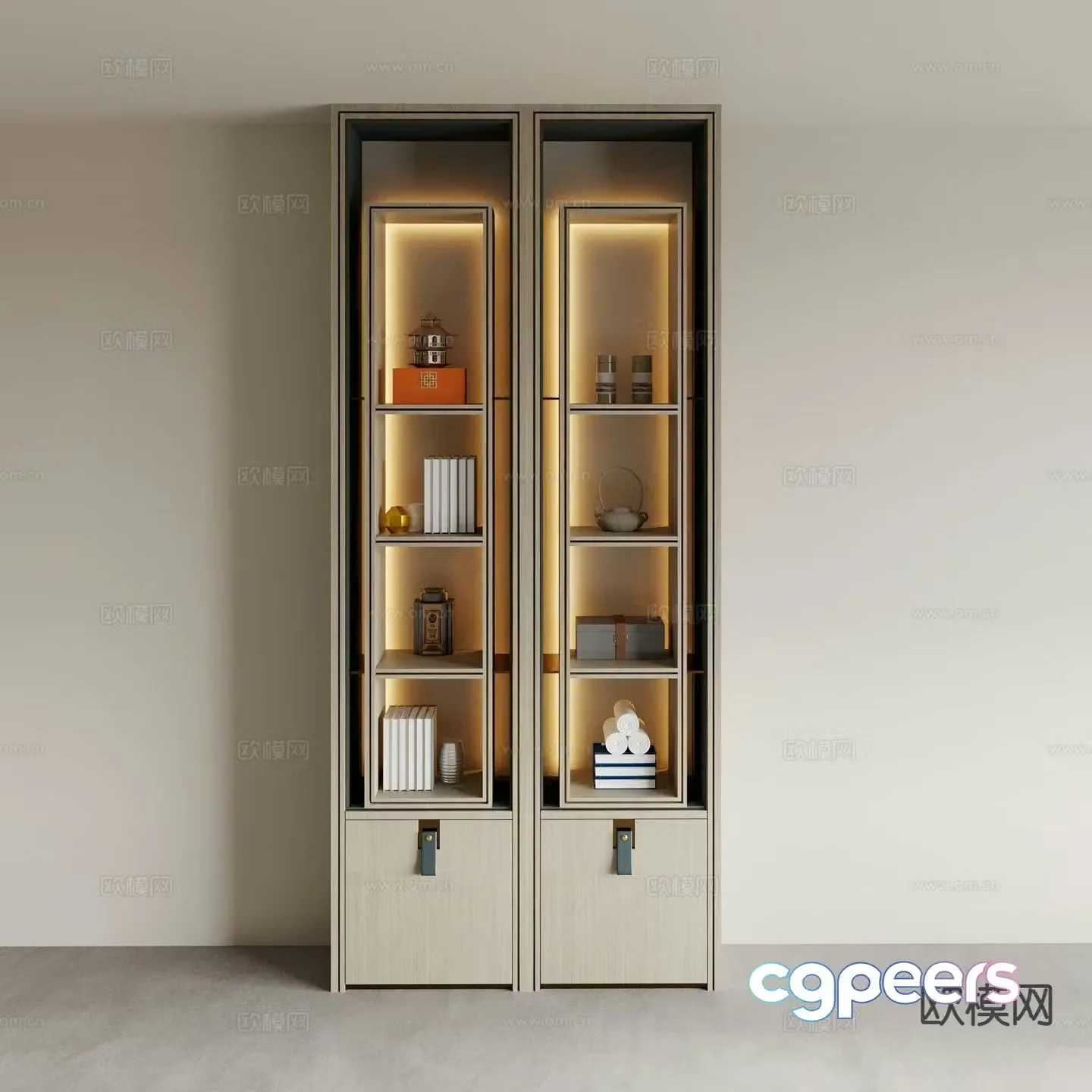 New Chinese style high cabinet decorative cabinet 3D model