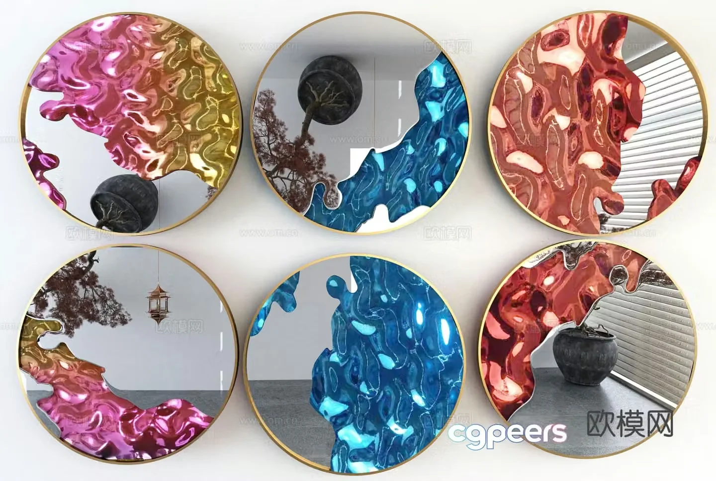 Mirror wall decoration hanging decoration 3d model