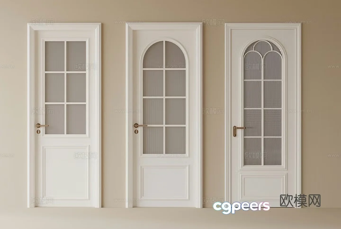 Modern single-open door kitchen door bathroom door 3d model