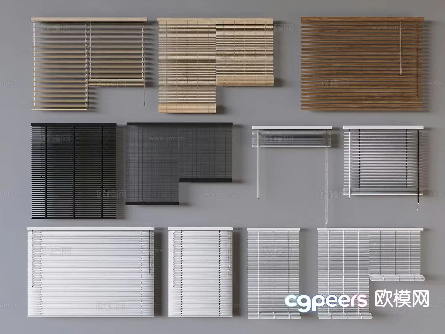 Black venetian blinds roller blinds lifting curtains curtains blackout curtains 3D model