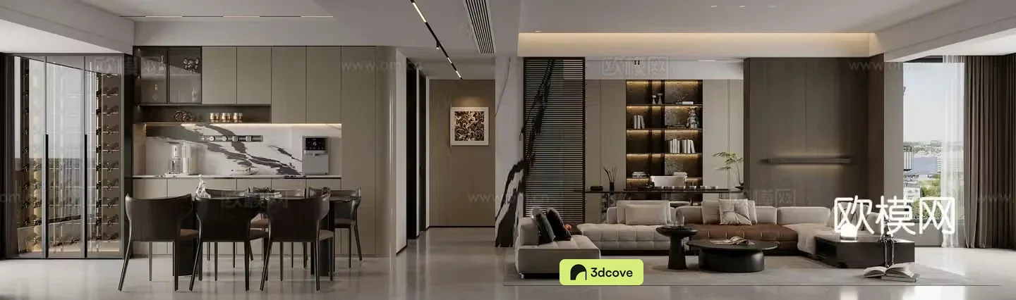 Modern living and dining room