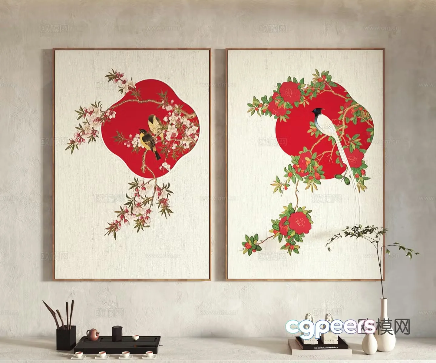 New Chinese style decorative painting 3D model