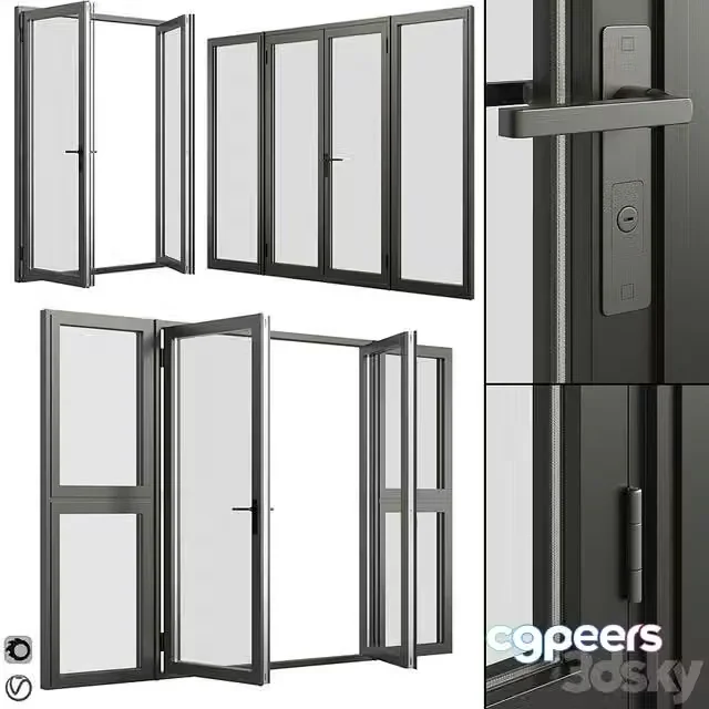 3ds Max Free – A set of metal windows and doors