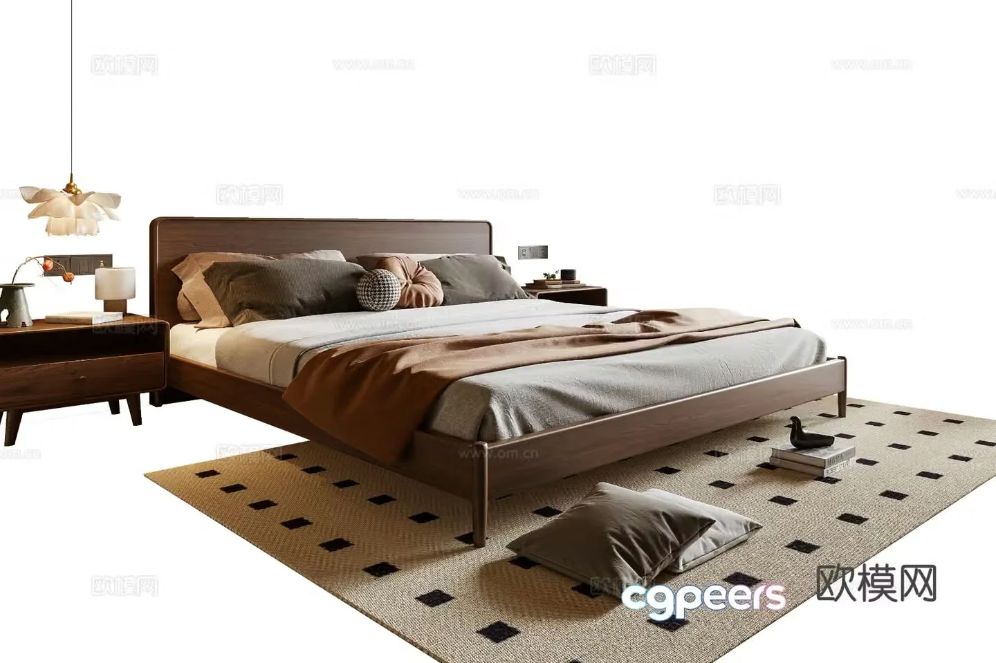Medieval style double bed 3d model