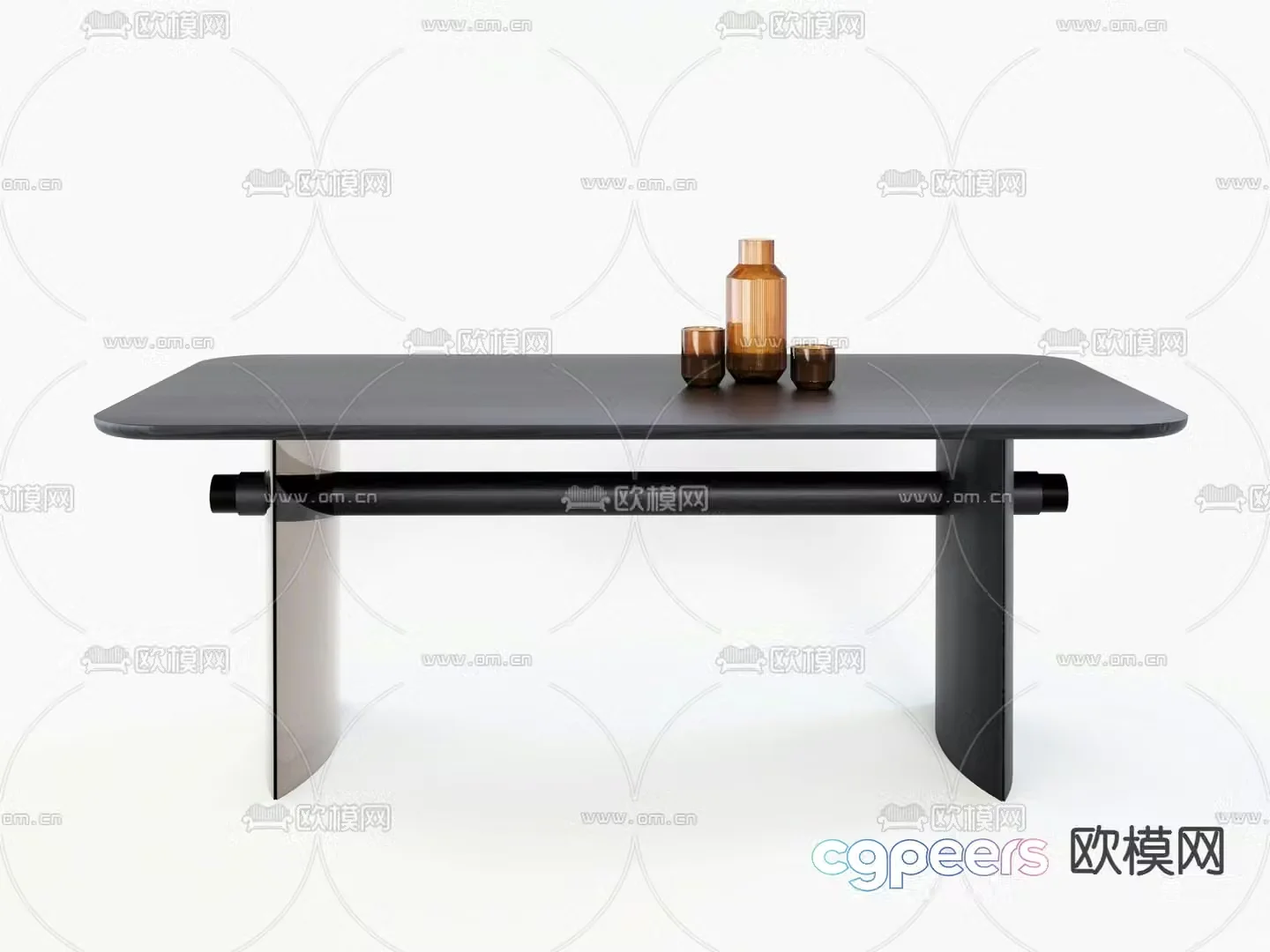 Modern dining table long dining table 3d model